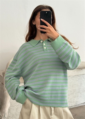 Adanne stripe polo bluse Mint/Blue Boii Studios 